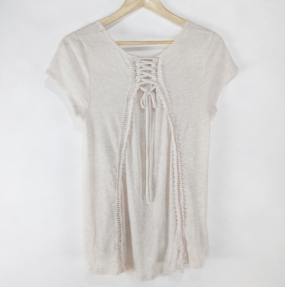 Knox Rose Tunic Lace Up Cap Sleeve Tshirt Medium - Picture 3 of 10